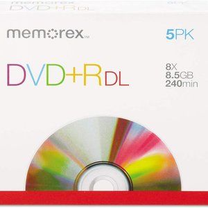 Memorex Dual Layer DVD+R Disc, 5/Pack
